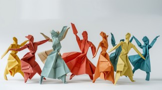 Personnes en origami qui dansent