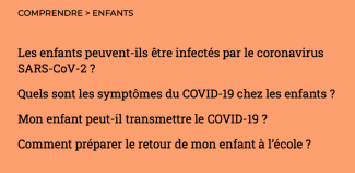 ection « Comprendre » avec des questions/réponses misent à jour régulièrement à propos du coronavirus