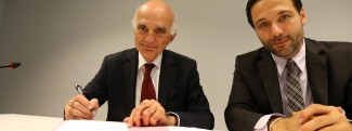 Hugues Renson, Délégué général de la Fondation EDF, le Professeur Gérard Saillant, Président de l’Institut du Cerveau – ICM