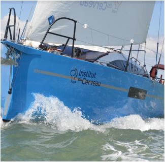 Thierry Scheur à bord d’un voilier de course