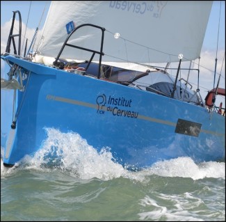 Thierry Scheur à bord d’un voilier de course
