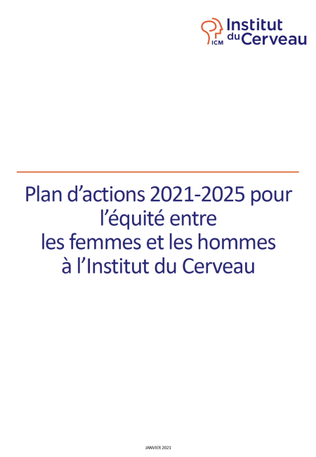 Première page du Plan d’actions 2021-2025 pour l’équité entre les femmes et les hommes à l’Institut du Cerveau