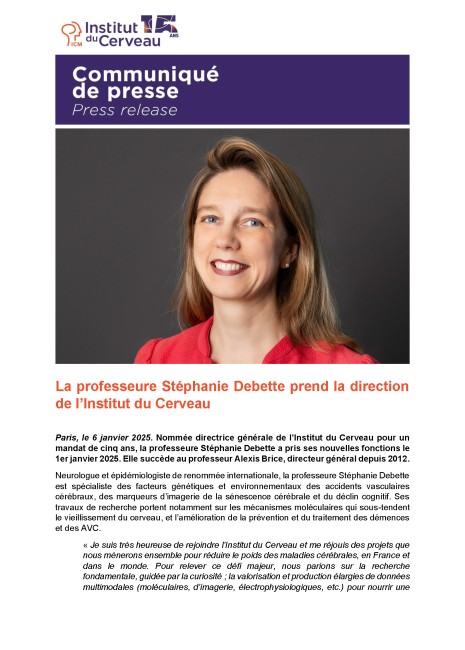 La professeure Stéphanie Debette prend la direction de l’Institut du Cerveau